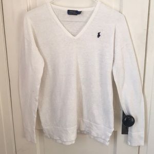 polo ralph lauren white v neck sweater